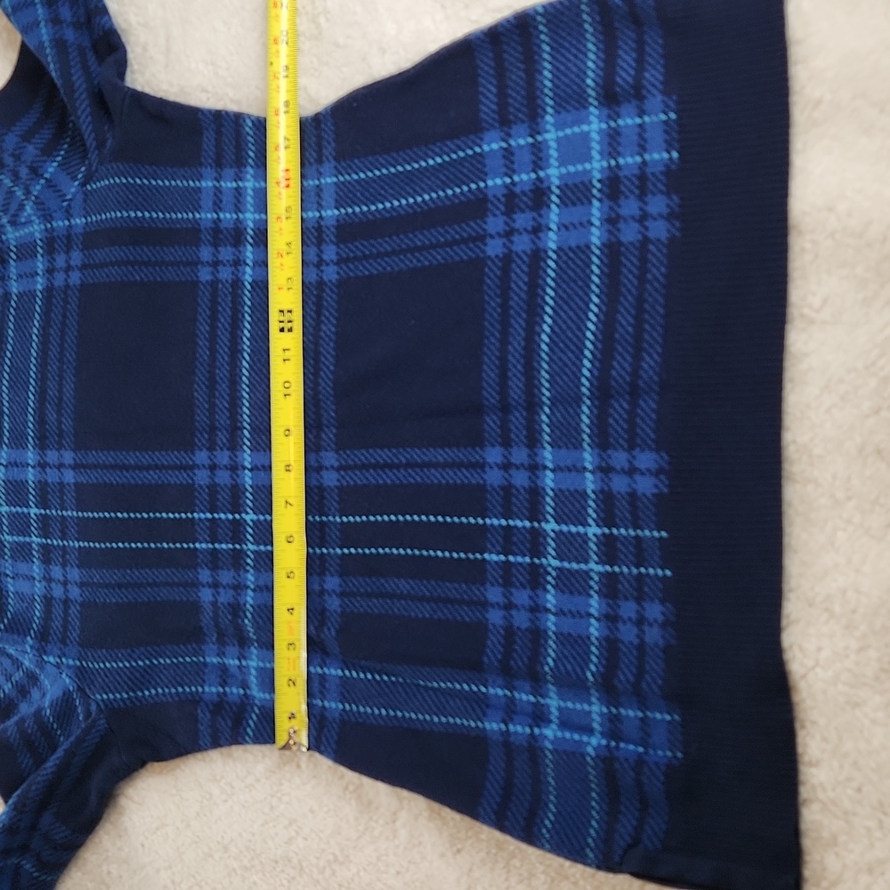 Isaac Mizrahi Live sweater dress blue plaid, feminine and classic - Picture 8 of 10